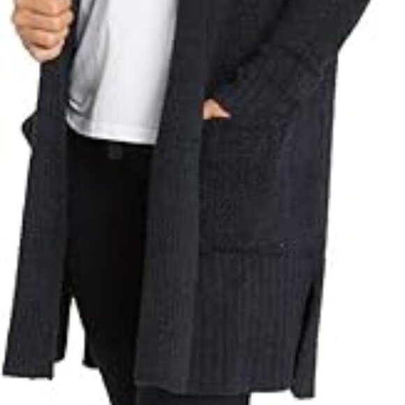 Barefoot Dreams Cozy Chic Lite Resort Cardigan Sweater Hood Size XS/S Navy 820 - Picture 3 of 10